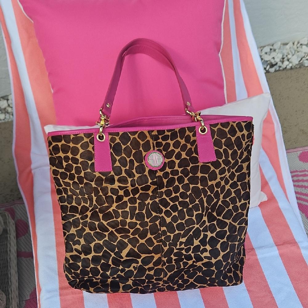 Lilly Pulitzer Animal Print Tote with Pink Accents